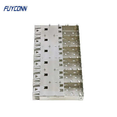 6 Port SFP+ Cage with Light Pipe Press-Fit Termination 1x6