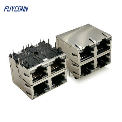 Häfen 2x2 4 PWB 32 Verbindungsstück Pin RJ45 mit Licht des Gelbgrün-LED